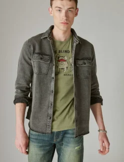Lucky Brand french terry utility shirt jet black*MEN Activewear