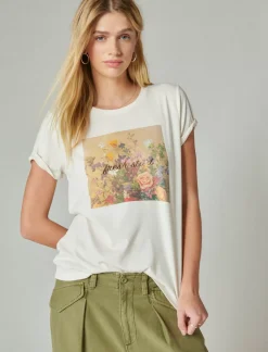 Lucky Brand fresh start classic crew bone white*WOMEN Graphic Tees