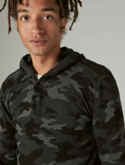 Lucky Brand garment dye camo thermal hoodley multi*MEN Shirts & Tops
