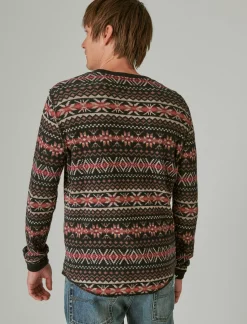 Lucky Brand garment dye print thermal crew multi*MEN Shirts & Tops