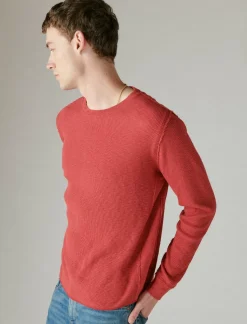 Lucky Brand garment dye thermal crew rio red*MEN Shirts & Tops
