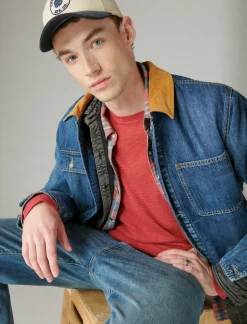 Lucky Brand garment dye thermal crew rio red*MEN Shirts & Tops