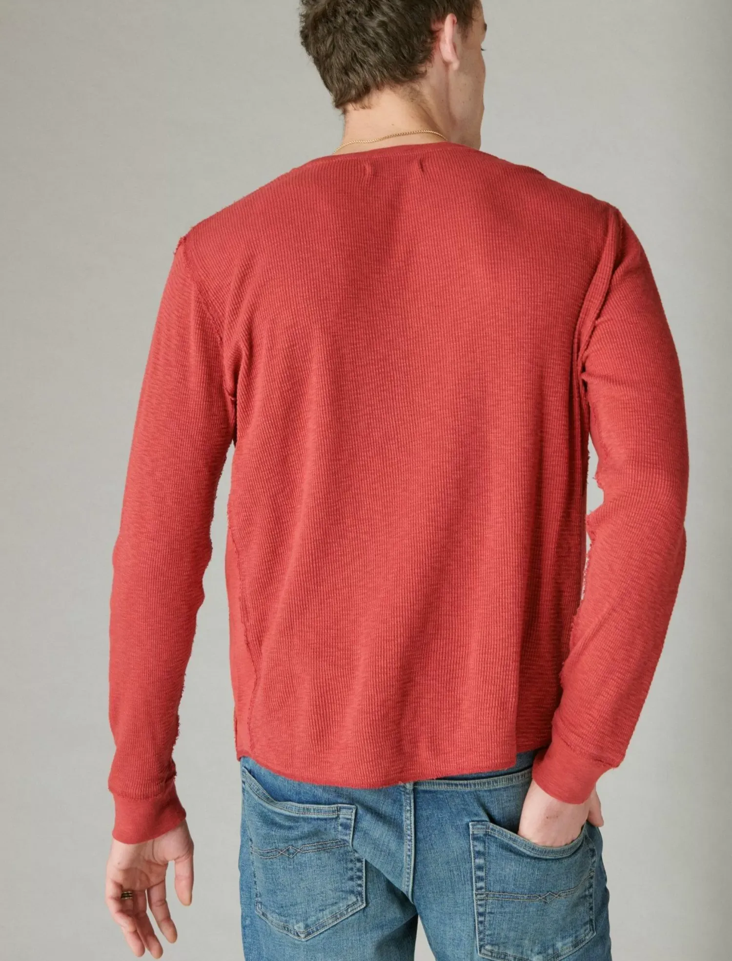 Lucky Brand garment dye thermal crew rio red*MEN Shirts & Tops