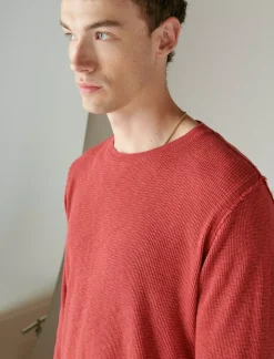 Lucky Brand garment dye thermal crew rio red*MEN Shirts & Tops