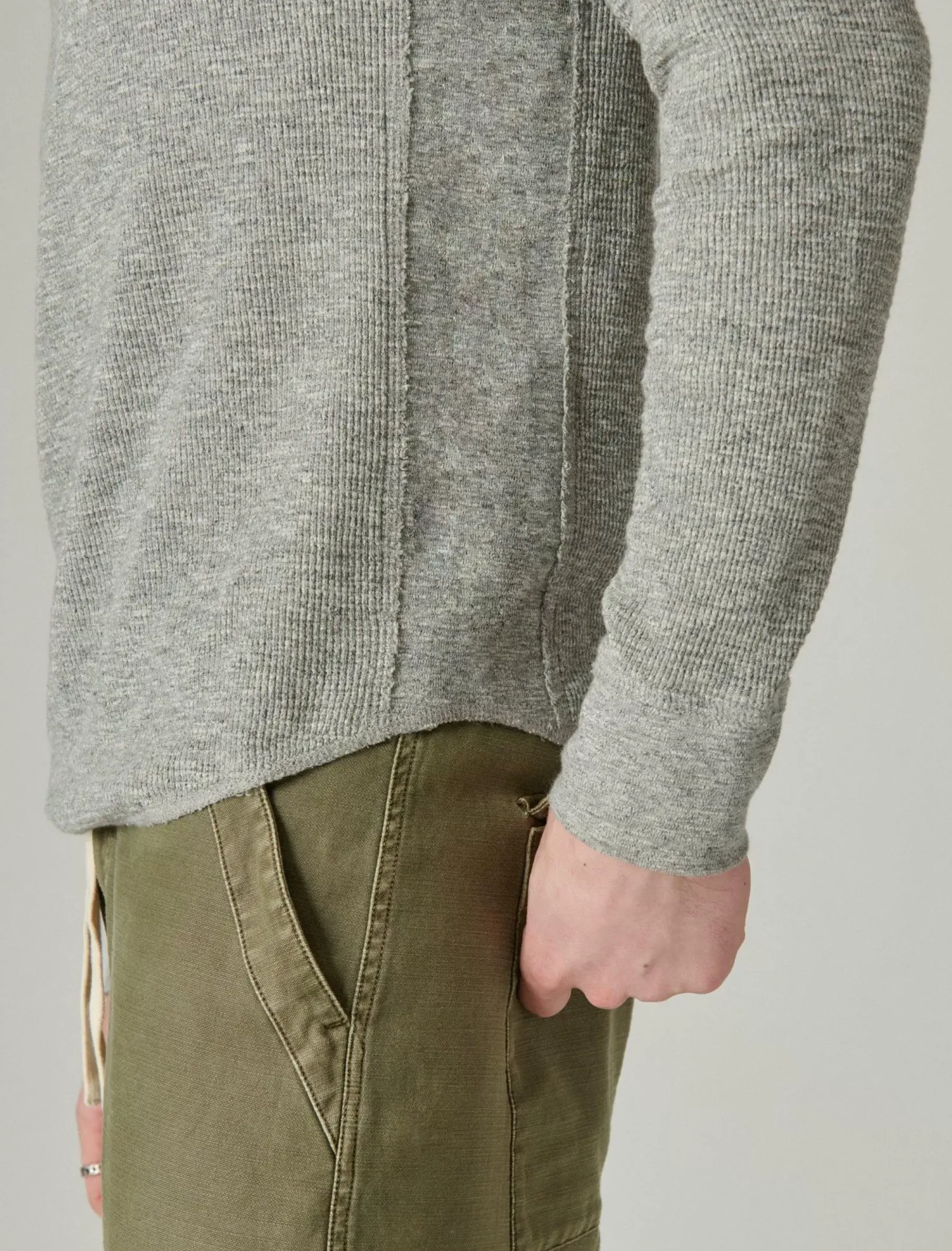 Lucky Brand garment dye thermal crew heather grey*MEN Shirts & Tops