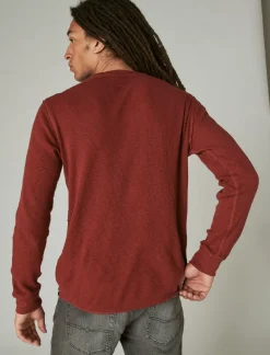 Lucky Brand garment dye thermal crew pomegranate*MEN Shirts & Tops