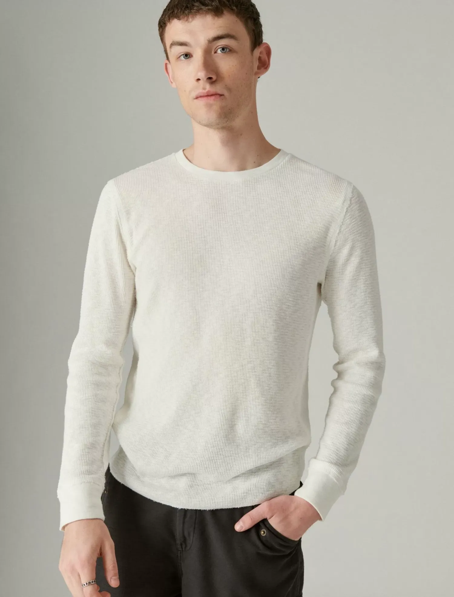 Lucky Brand garment dye thermal crew bright white*MEN Shirts & Tops