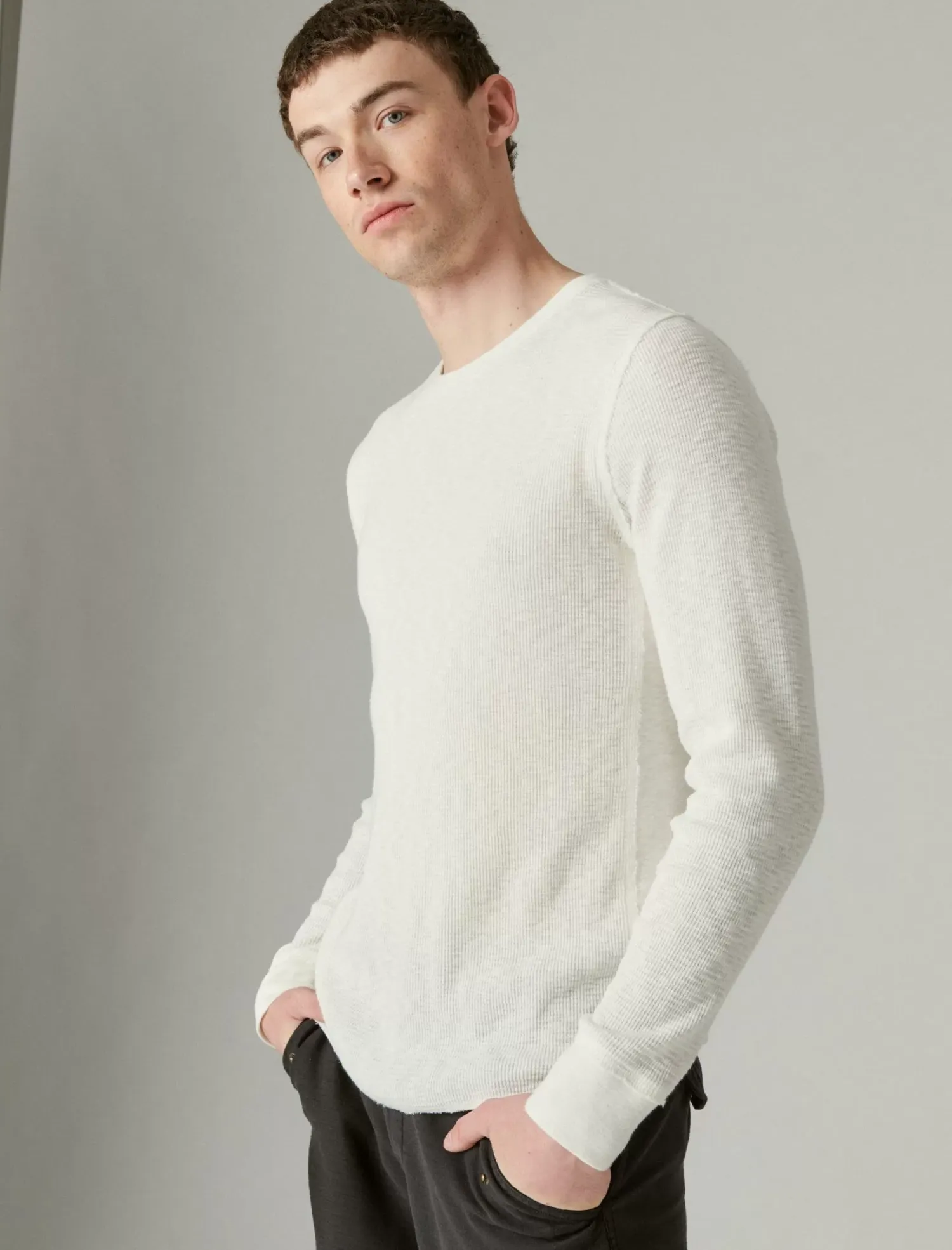 Lucky Brand garment dye thermal crew bright white*MEN Shirts & Tops
