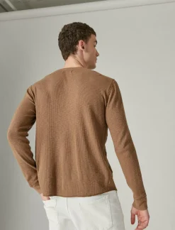 Lucky Brand garment dye thermal crew coffee liqueur*MEN Shirts & Tops