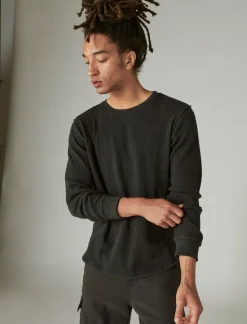 Lucky Brand garment dye thermal crew jet black*MEN Shirts & Tops