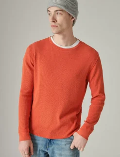 Lucky Brand garment dye thermal crew #8390 pureed pumpkin*MEN Shirts & Tops