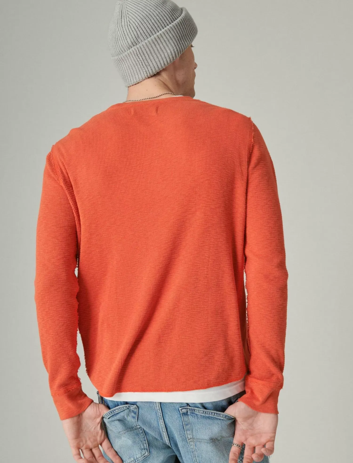 Lucky Brand garment dye thermal crew #8390 pureed pumpkin*MEN Shirts & Tops