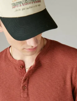 Lucky Brand garment dye thermal henley terracotta*MEN Shirts & Tops