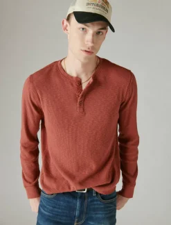 Lucky Brand garment dye thermal henley terracotta*MEN Shirts & Tops