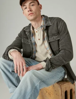 Lucky Brand garment dye thermal henley oatmeal*MEN Shirts & Tops