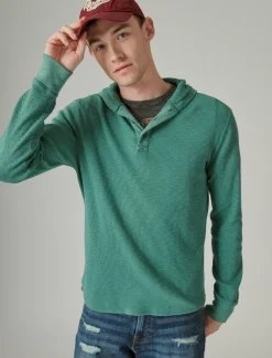 Lucky Brand garment dye thermal hoodley sea pine*MEN Shirts & Tops