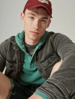 Lucky Brand garment dye thermal hoodley sea pine*MEN Shirts & Tops