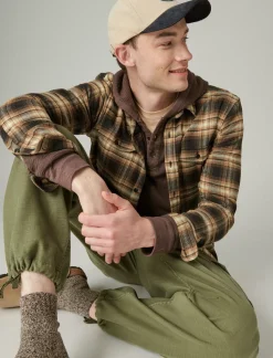 Lucky Brand garment dye thermal hoodley seal brown*MEN Shirts & Tops