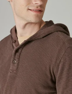 Lucky Brand garment dye thermal hoodley seal brown*MEN Shirts & Tops