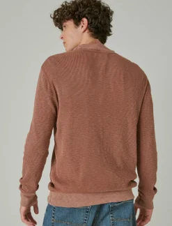 Lucky Brand garment dye thermal mock half zip potting soil*MEN Shirts & Tops