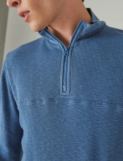 Lucky Brand garment dye thermal mock half zip true navy*MEN Shirts & Tops