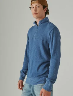 Lucky Brand garment dye thermal mock half zip true navy*MEN Shirts & Tops