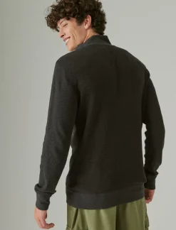 Lucky Brand garment dye thermal mock half zip dark black*MEN Shirts & Tops