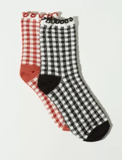 Lucky Brand gingham ruffle crew sock multi*WOMEN Socks