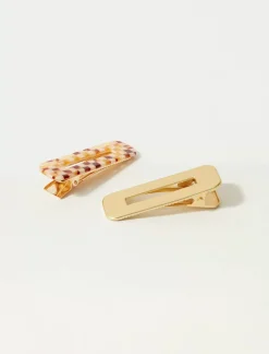 Lucky Brand and mini check barrette set gold*WOMEN Hair Accessories
