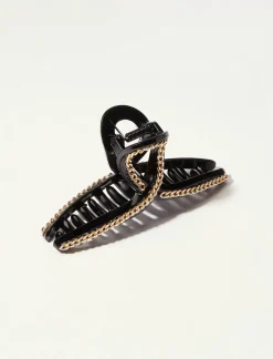 Lucky Brand gold chain loop claw clip black*WOMEN Hair Accessories