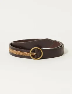 Lucky Brand gold shimmer beaded belt medium brown*WOMEN Belts