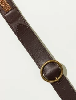 Lucky Brand gold shimmer beaded belt medium brown*WOMEN Belts