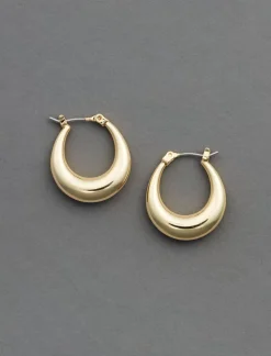Lucky Brand tone oval hoop earring gold*WOMEN Jewelry
