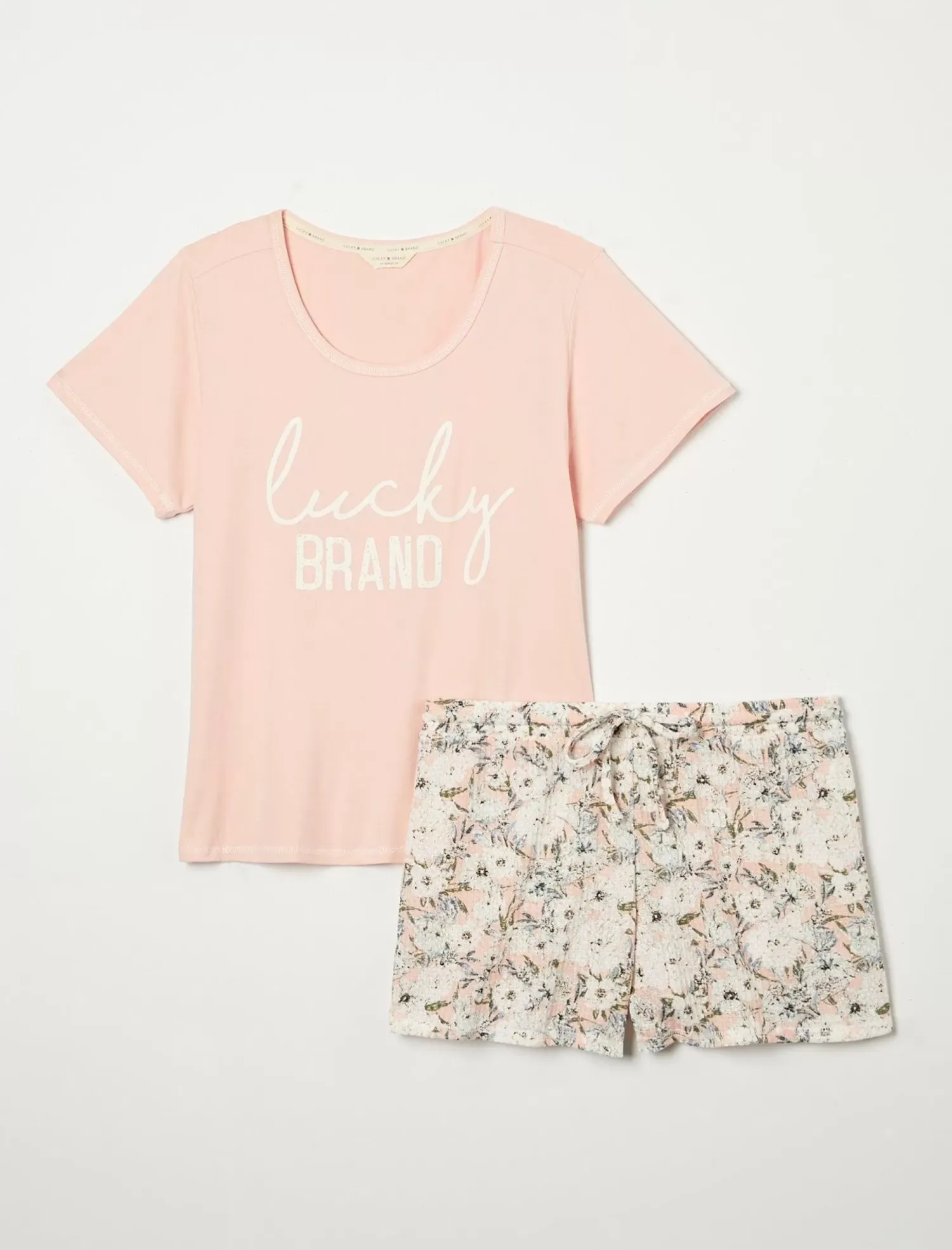 Lucky Brand graphic tee & lightweight waffle short coral pink*WOMEN Intimates & Sleepwear