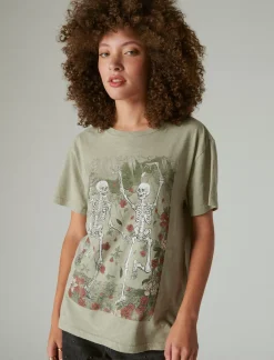 Lucky Brand grateful dead rose dance boyfriend tee london fog*WOMEN Graphic Tees