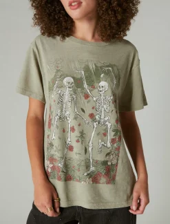 Lucky Brand grateful dead rose dance boyfriend tee london fog*WOMEN Graphic Tees