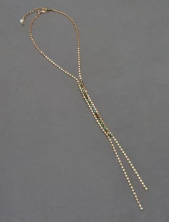 Lucky Brand green stone beaded y necklace gold*WOMEN Jewelry