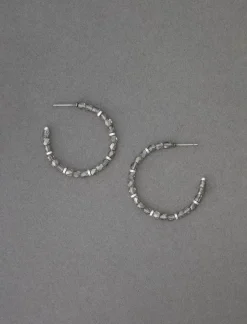 Lucky Brand grey beaded hoop silver*WOMEN Jewelry