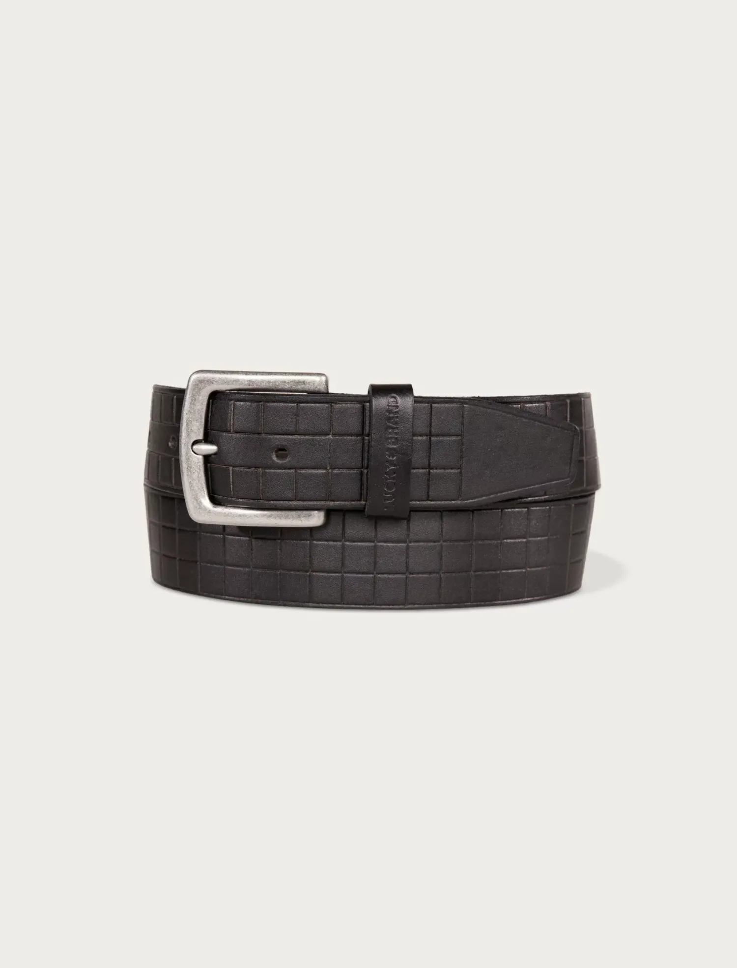 Lucky Brand grid tooled embossed leather belt black*MEN Belts