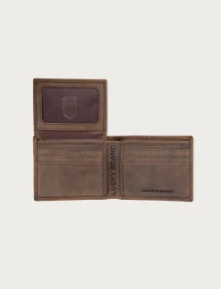 Lucky Brand grooved leather bifold wallet dark brown*MEN Bags & Wallets