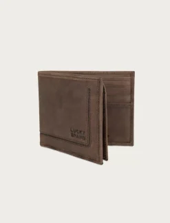 Lucky Brand grooved leather bifold wallet dark brown*MEN Bags & Wallets