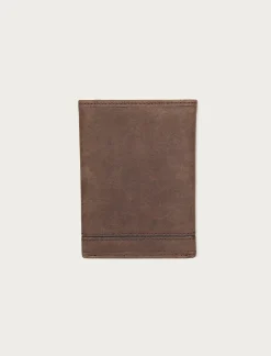 Lucky Brand grooved leather trifold wallet dark brown*MEN Bags & Wallets