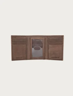 Lucky Brand grooved leather trifold wallet dark brown*MEN Bags & Wallets