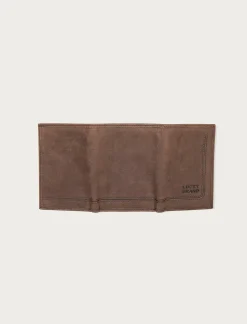 Lucky Brand grooved leather trifold wallet dark brown*MEN Bags & Wallets