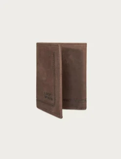 Lucky Brand grooved leather trifold wallet dark brown*MEN Bags & Wallets