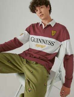 Lucky Brand guinness color block rugby maroon*MEN Shirts & Tops