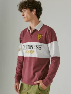 Lucky Brand guinness color block rugby maroon*MEN Shirts & Tops