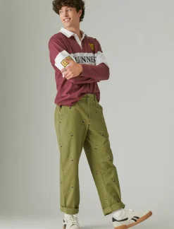 Lucky Brand guinness embroidered washed chino pant olive embroidery*MEN Pants