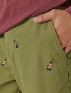 Lucky Brand guinness embroidered washed chino pant olive embroidery*MEN Pants