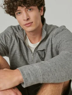 Lucky Brand guinness mock neck zip heather grey*MEN Activewear